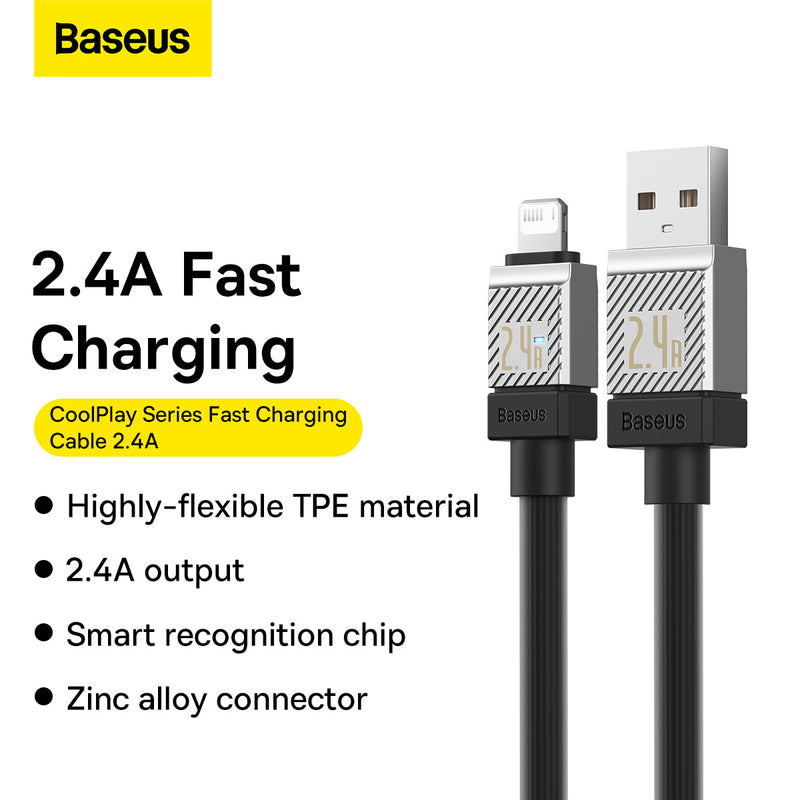 Baseus CoolPlay Series Fast Charging USB-A to iPhone Cable 2.4A 1m Black