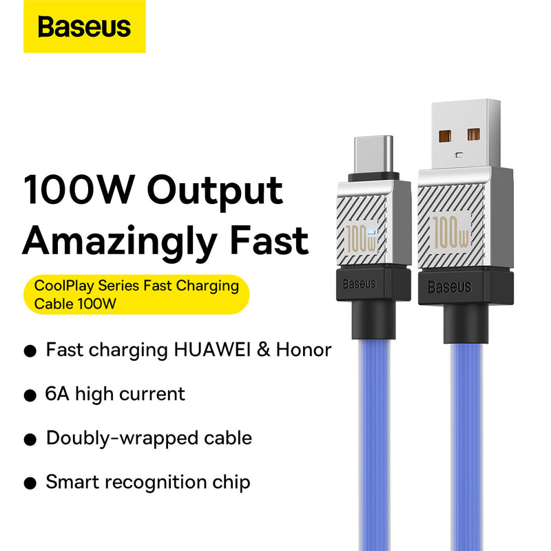 Baseus CoolPlay Series Fast Charging USB Type-A to Type-C Cable 100W 1m Blue