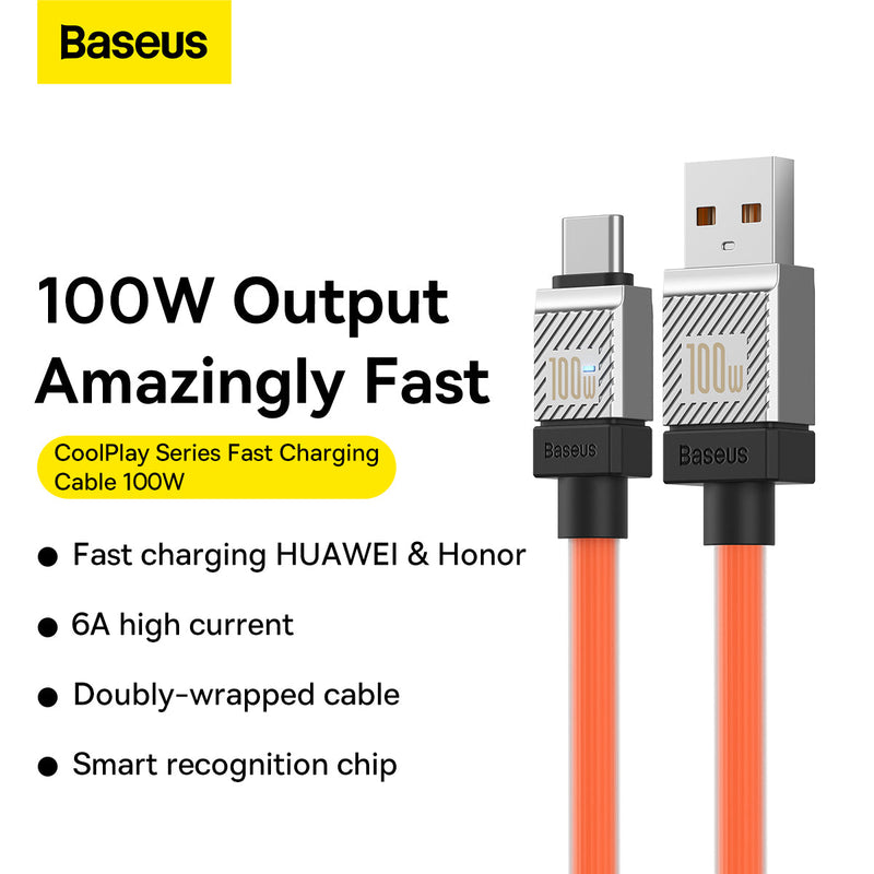 Baseus CoolPlay Series Fast Charging USB Type-A to Type-C Cable 2m 100W Orange