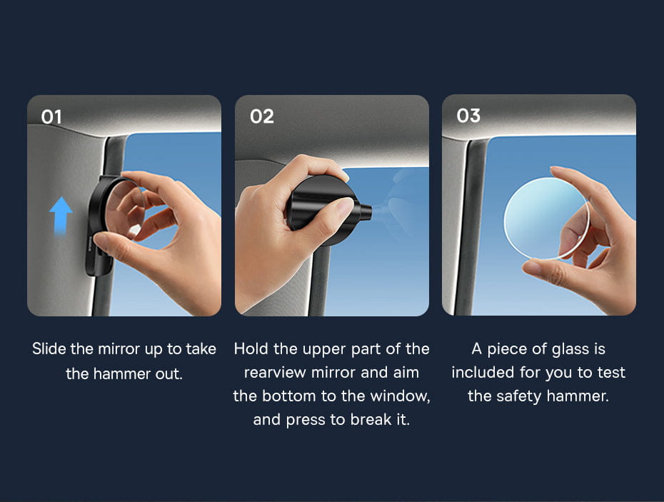 Car Backseat Blind Spot Rearview Mirror With Safety Hammer