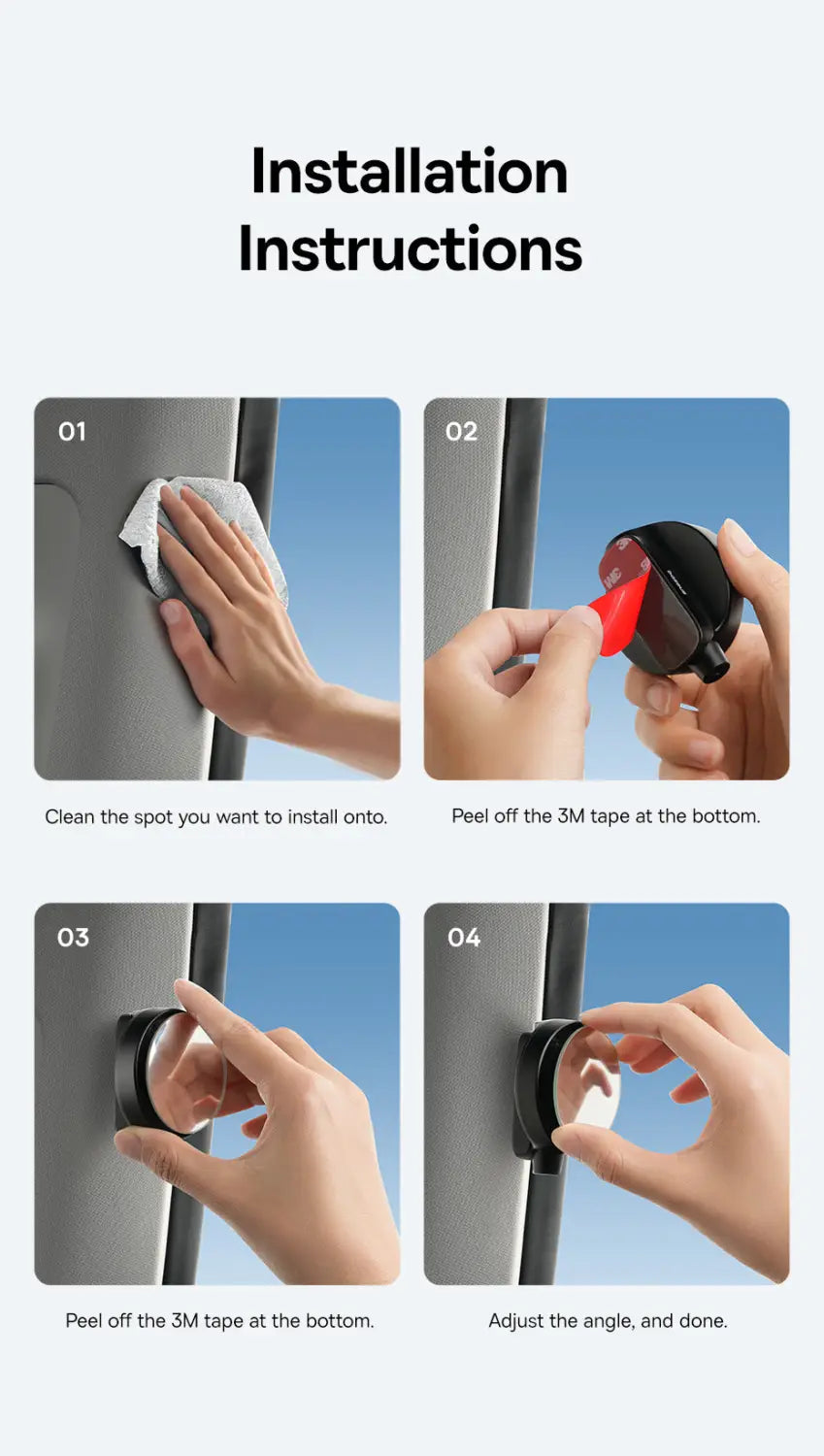 Car Backseat Blind Spot Rearview Mirror With Safety Hammer
