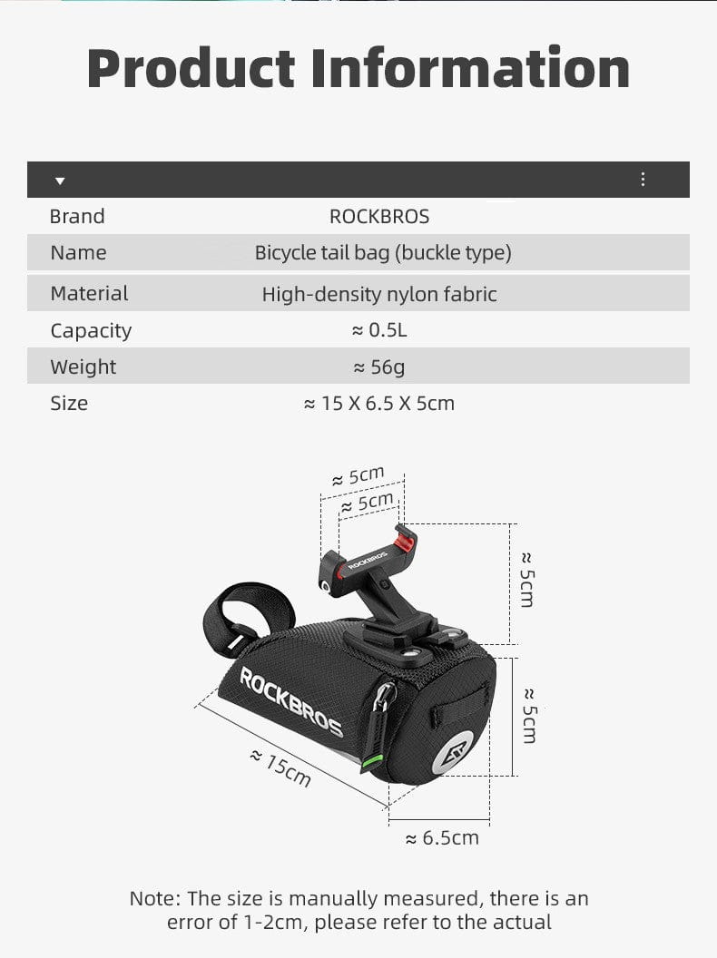 Bicycle Saddle Under Seat Seatpost Tiny Small Bag for MTB