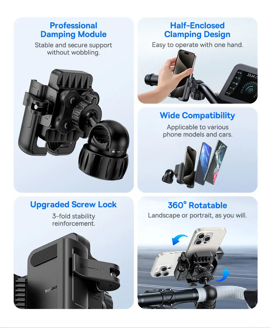 Bicycle Handlebar Mount Phone Holder One-Hand Operation