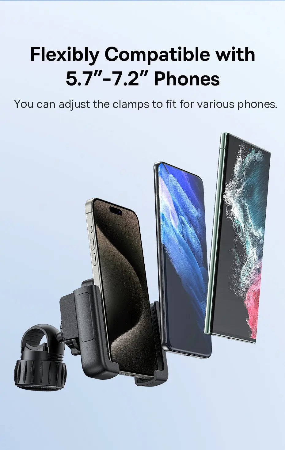 Bicycle Handlebar Mount Phone Holder One-Hand Operation