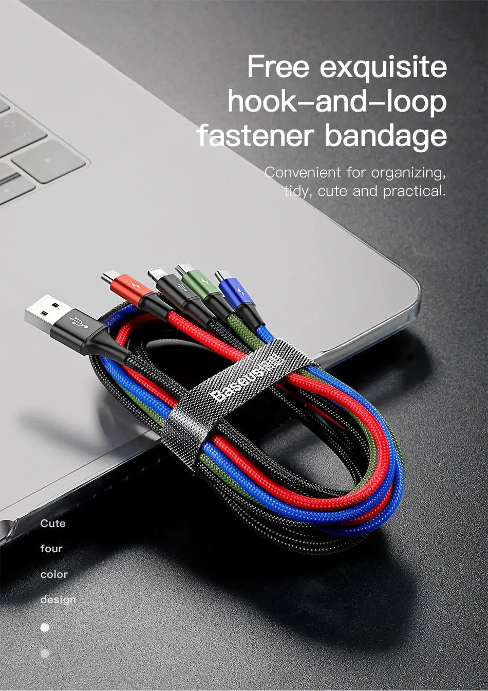 4 in 1 USB to 2x Type-C 1x Lightning 1x Micro USB Charging