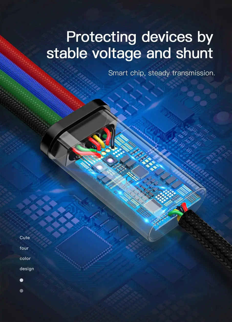4 in 1 USB to 2x Type-C 1x Lightning 1x Micro USB Charging