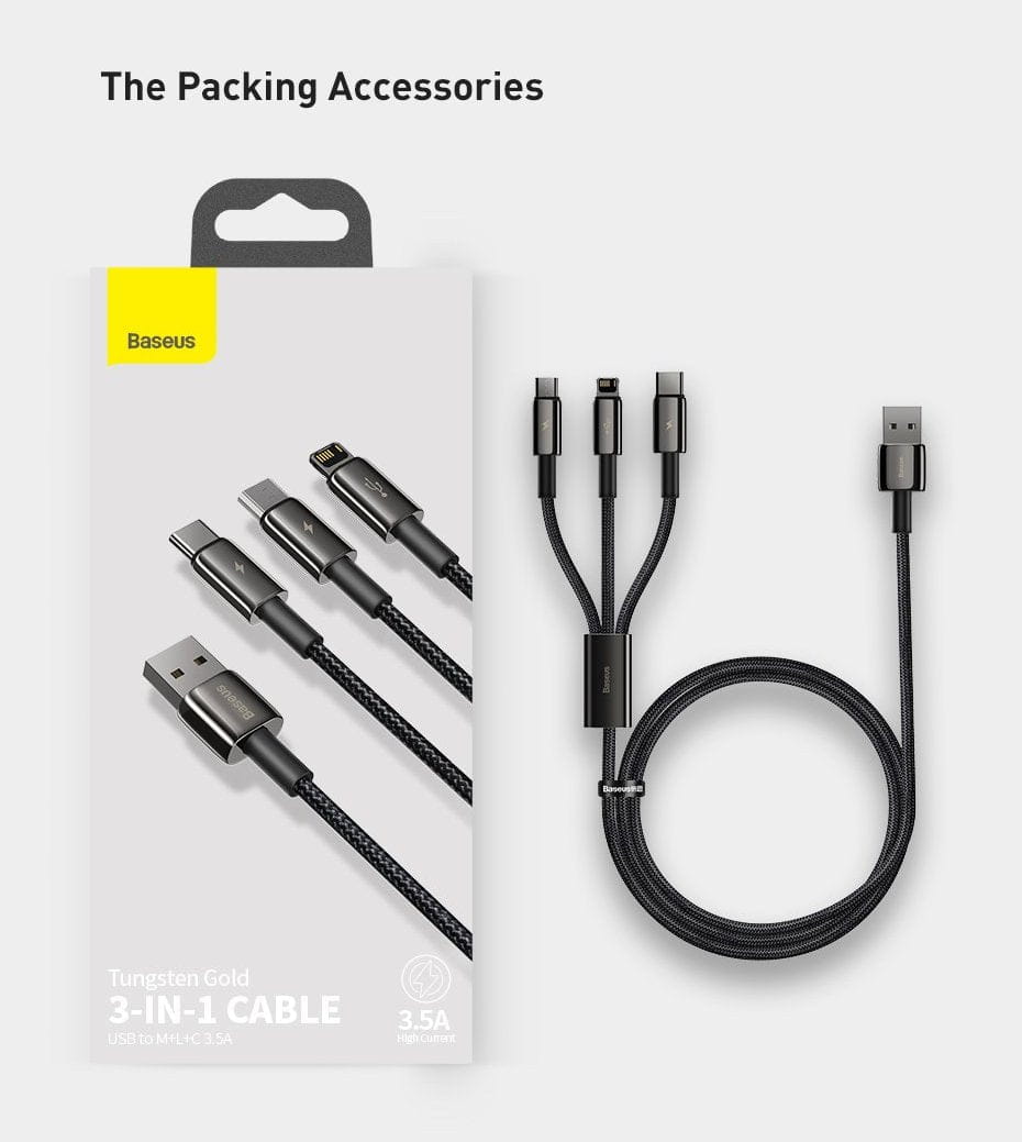 3 in 1 USB To Lightning / Micro USB / Type-C Multi 3.5A