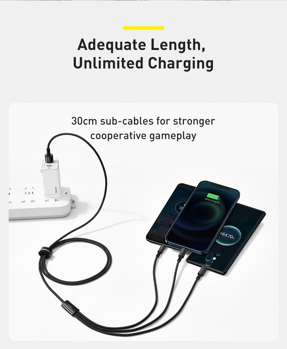 3 in 1 USB To Lightning / Micro USB / Type-C Multi 3.5A