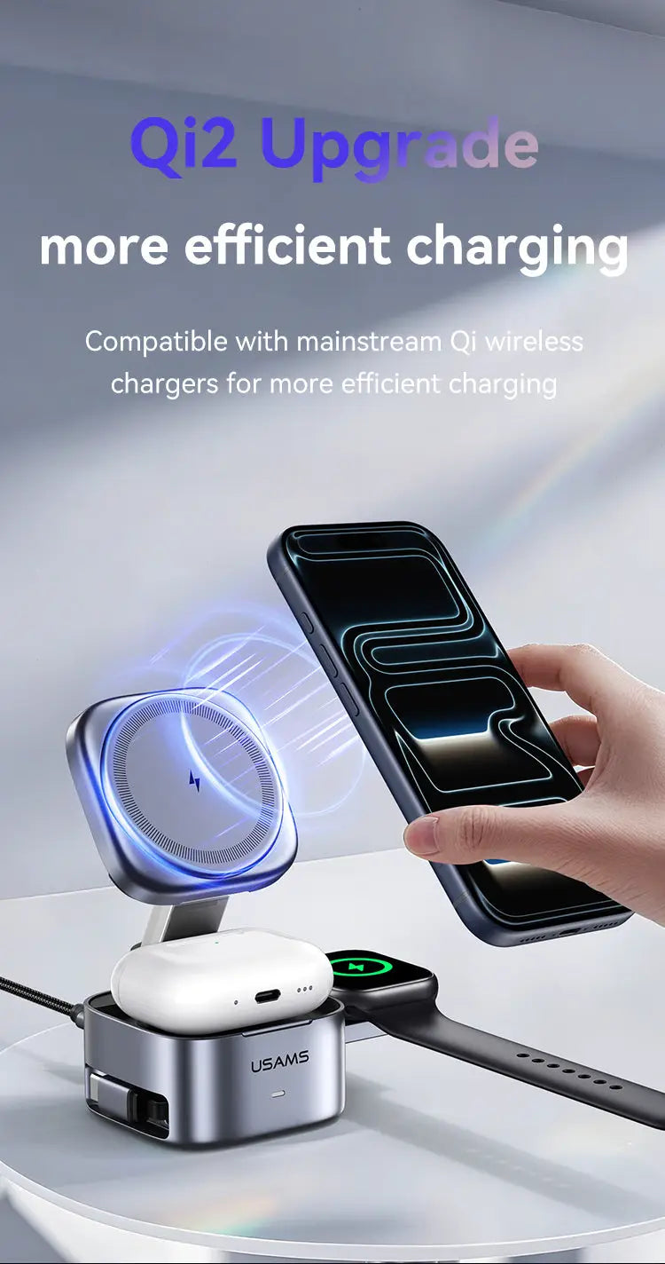 Portable 3-in-1 Magnetic Wireless Charger Charging Stand