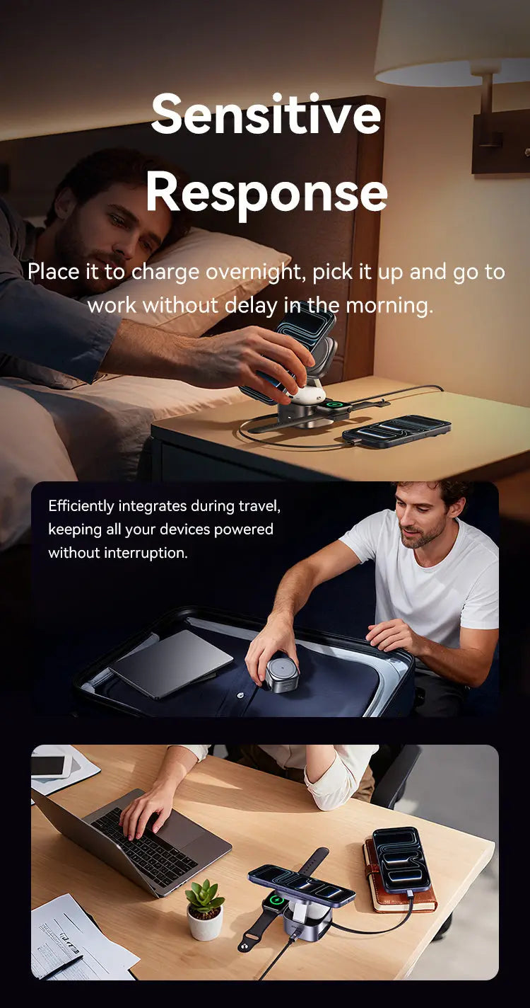 Portable 3-in-1 Magnetic Wireless Charger Charging Stand