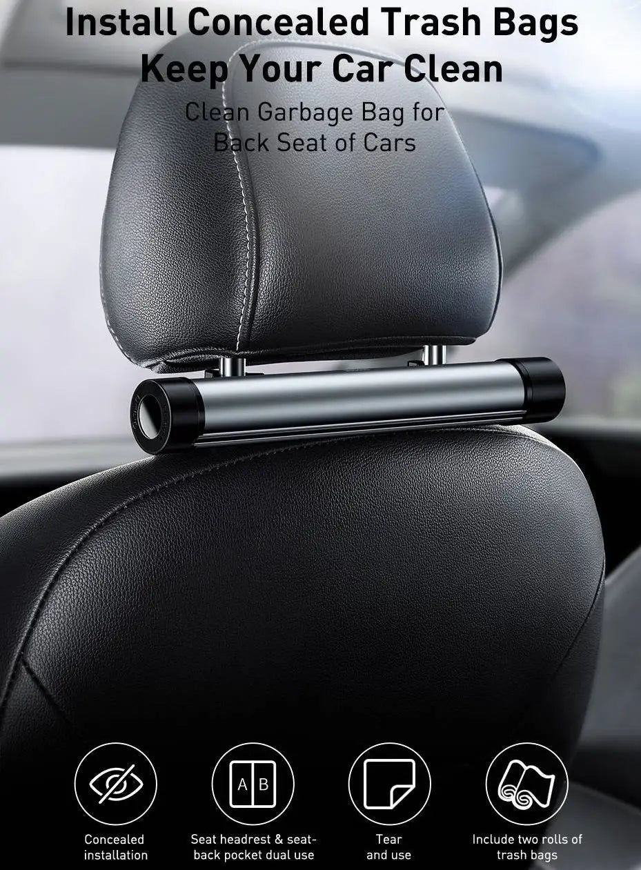 Car Back Seat Headrest Mount Trash Bin Organizer Storage Bag