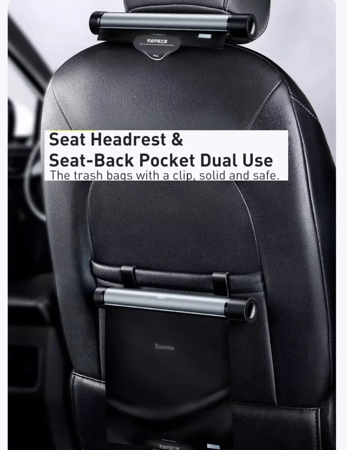 Car Back Seat Headrest Mount Trash Bin Organizer Storage Bag