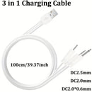 Barrel Jack 3 in 1 Power Cable - (White) 1m