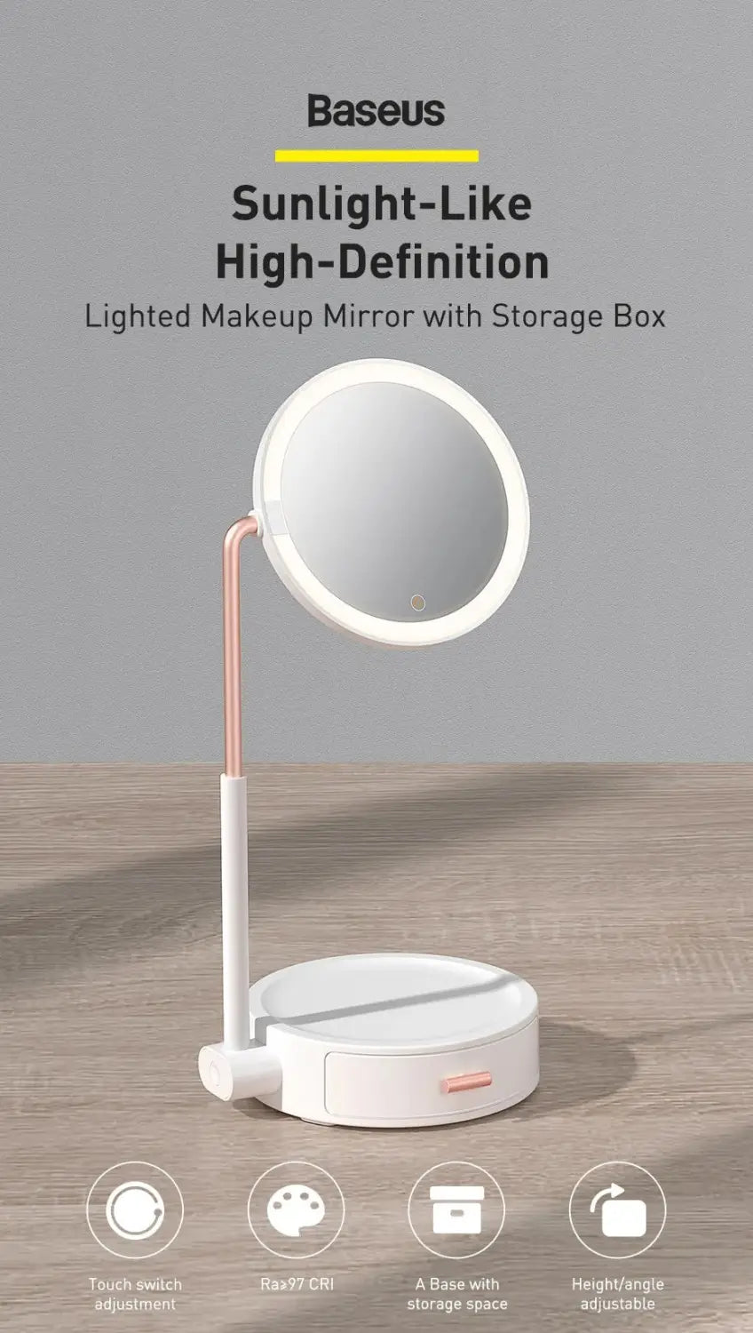 Smart Touch Beauty Lighted LED Makeup Mirror with Storage