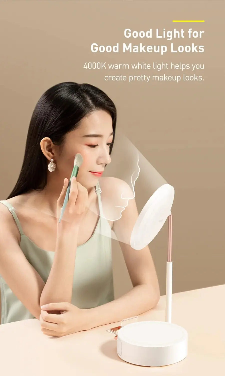 Smart Touch Beauty Lighted LED Makeup Mirror with Storage