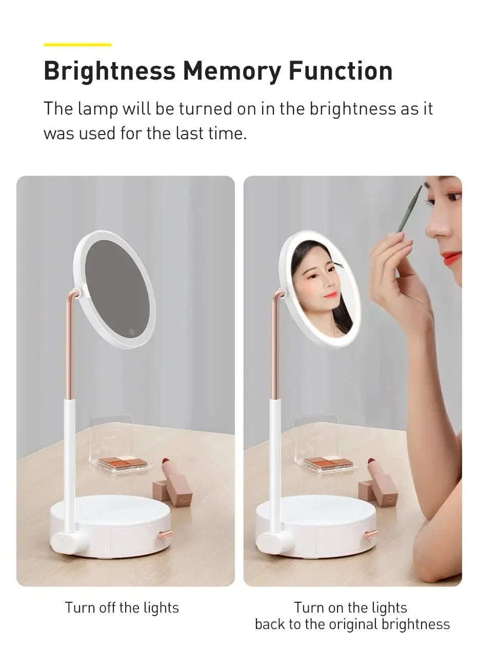 Smart Touch Beauty Lighted LED Makeup Mirror with Storage