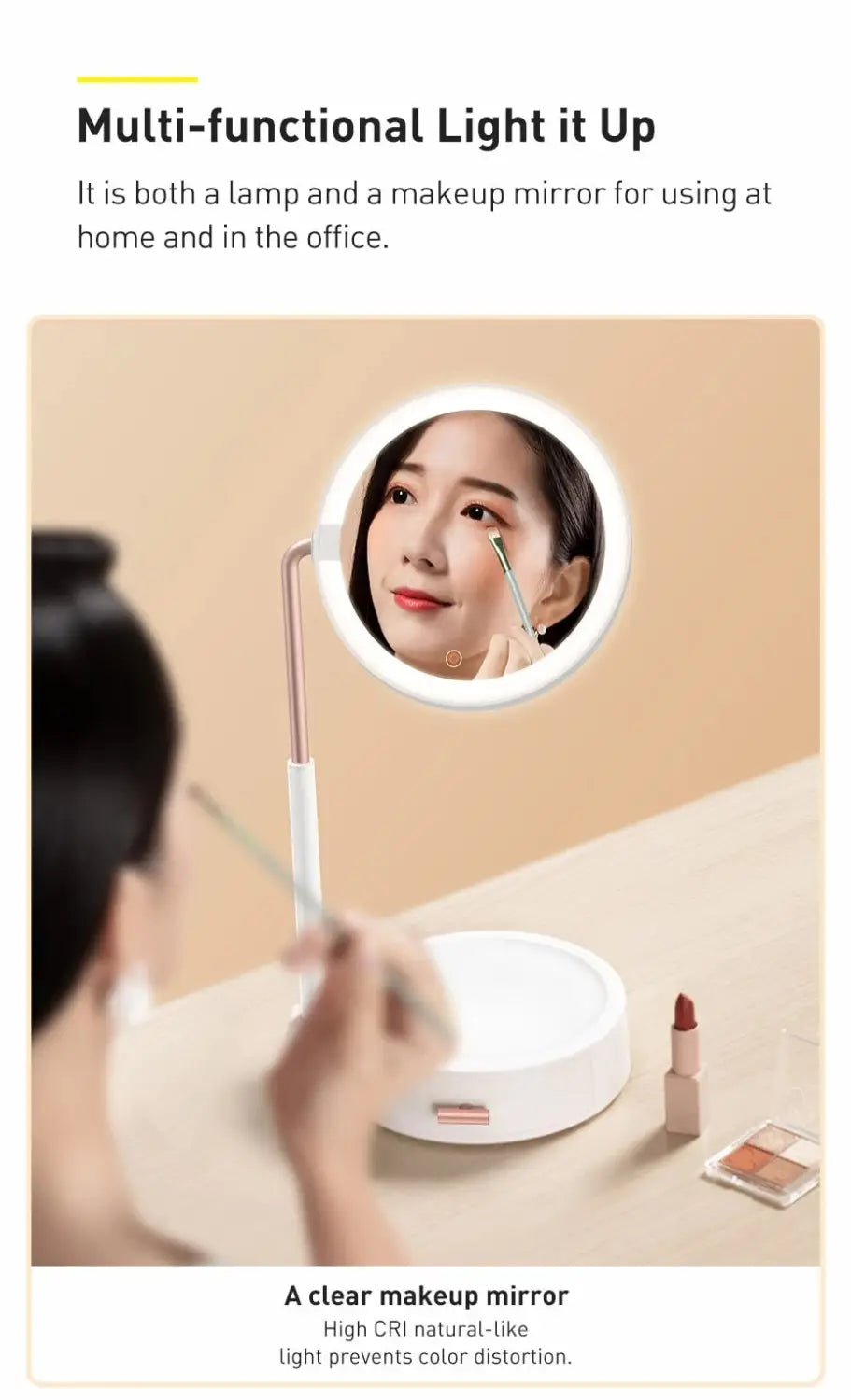 Smart Touch Beauty Lighted LED Makeup Mirror with Storage