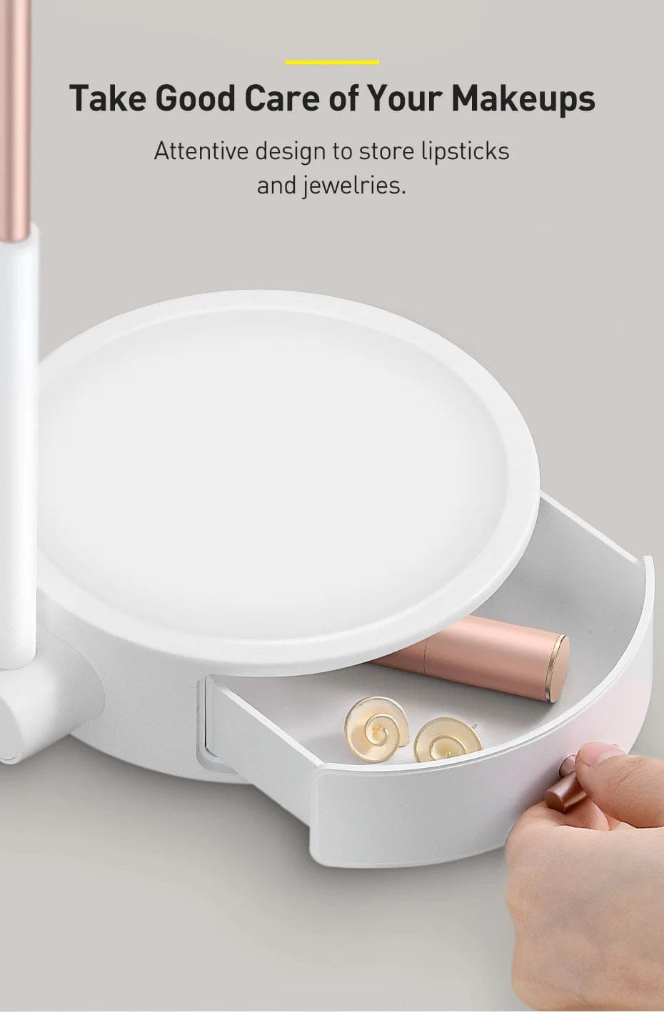Smart Touch Beauty Lighted LED Makeup Mirror with Storage