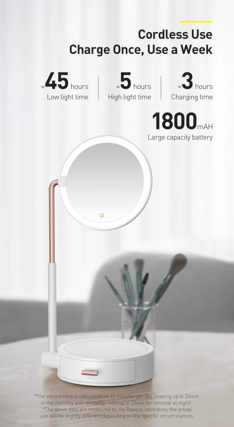 Smart Touch Beauty Lighted LED Makeup Mirror with Storage