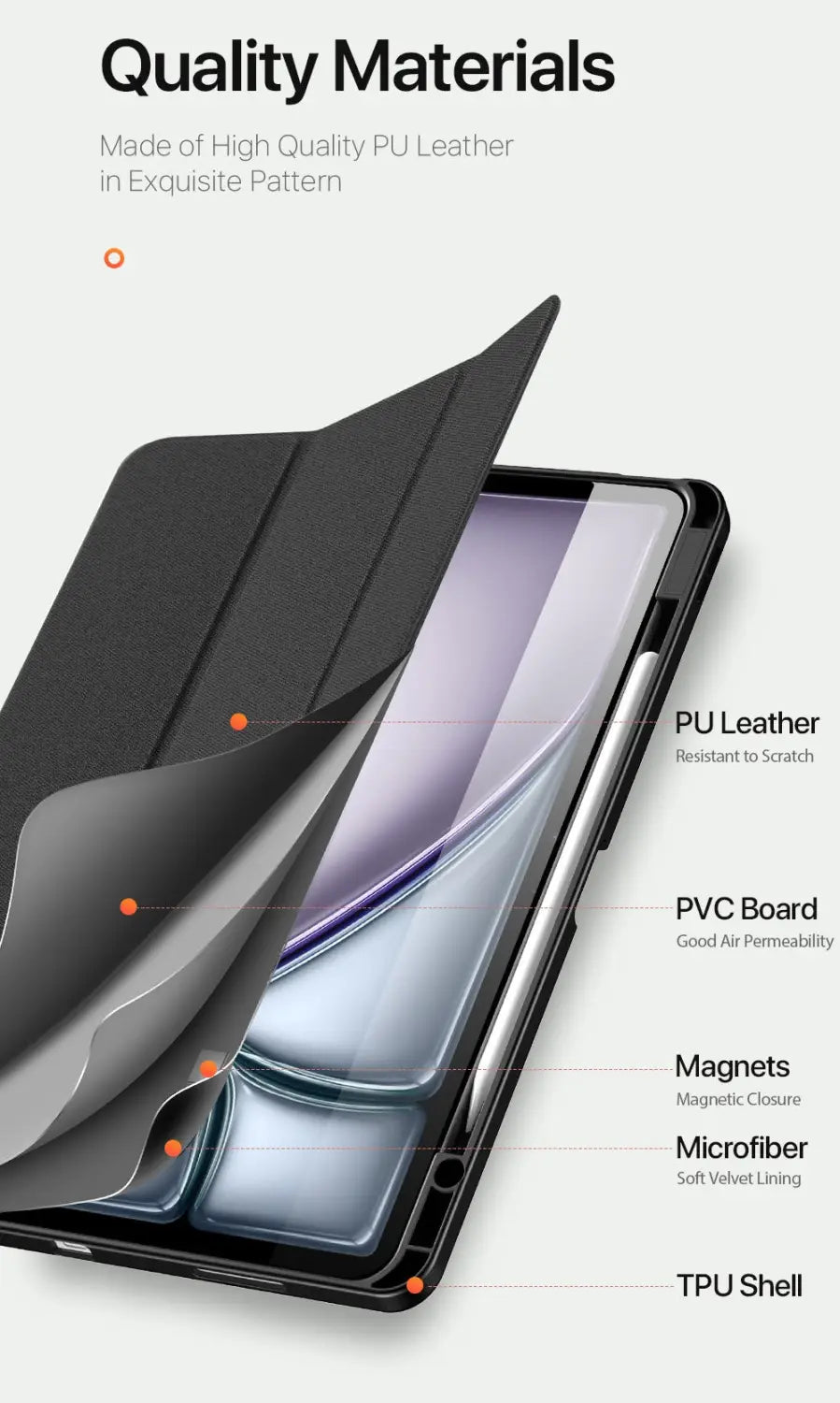 iPad Air 13 2024/2025 Flip Trifold Stand Case Cover
