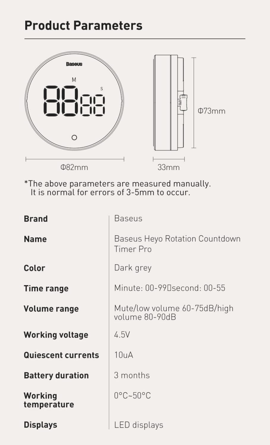 Digital Countdown Timer Alarm Clock Led Display for Kitchen