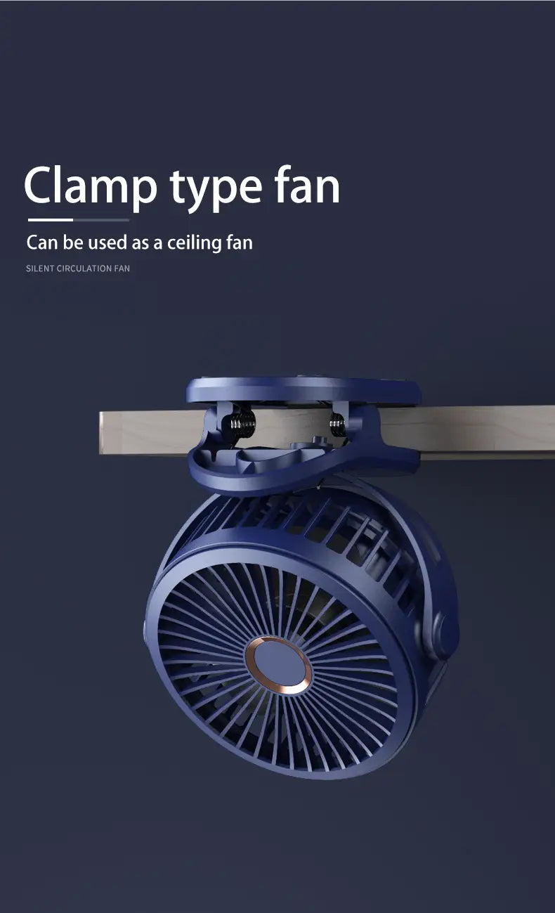 Portable Mini Clip Fan 4 Speed Adjustable USB Rechargeable