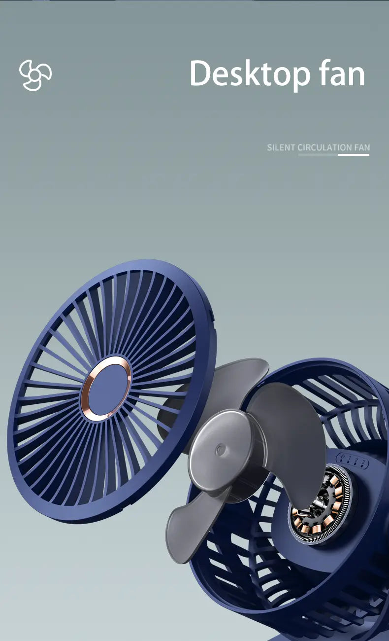 Portable Mini Clip Fan 4 Speed Adjustable USB Rechargeable