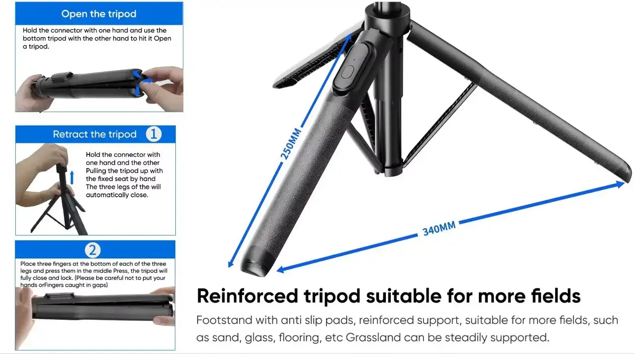 MagSafe Magnetic/Clip Selfie Stick Tripod with Remote –