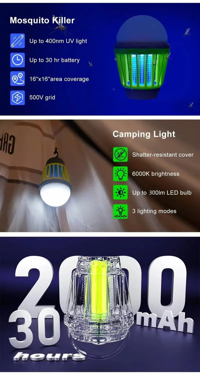 Outdoor Waterproof Camping Lantern with UV Mosquito Killer