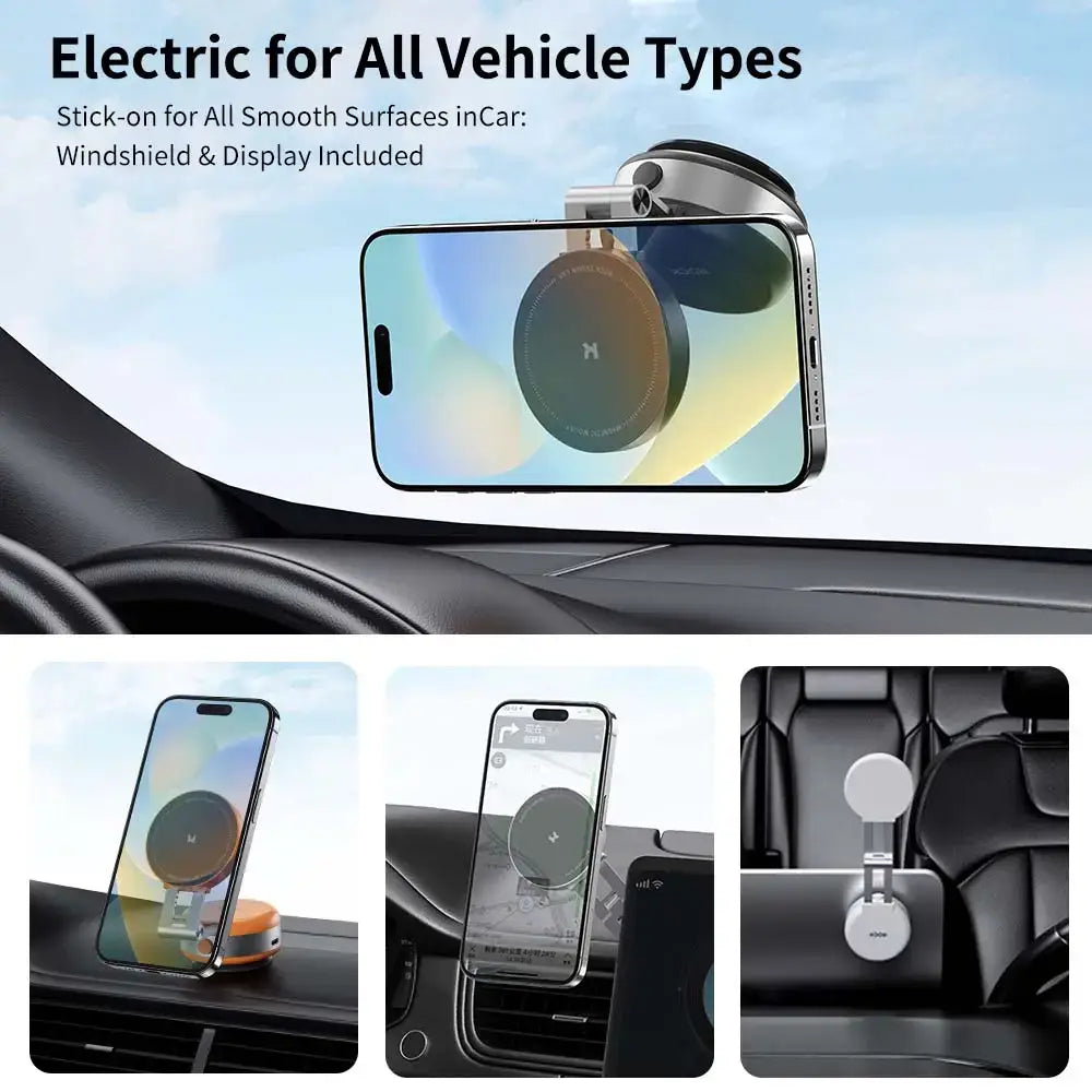 Electric Suction Cup Magnetic Magsafe Car Phone Holder Stand