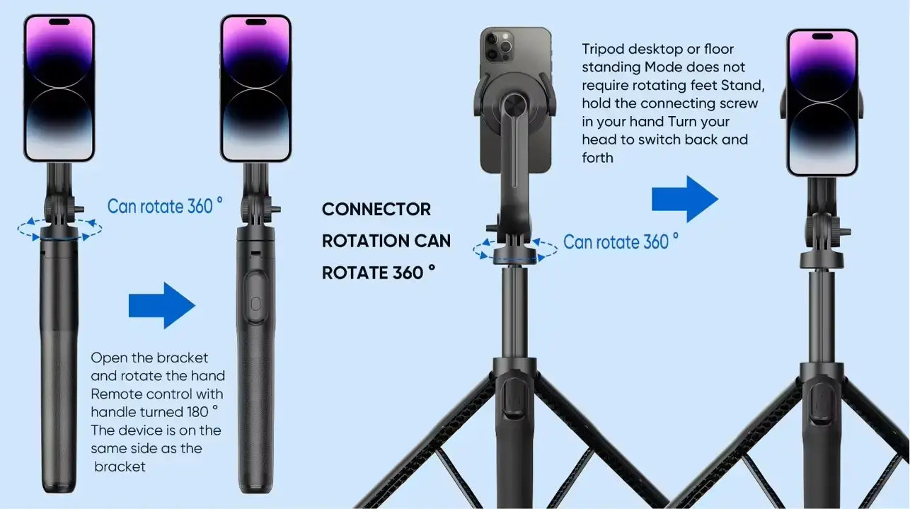 MagSafe Magnetic/Clip Selfie Stick Tripod with Remote –