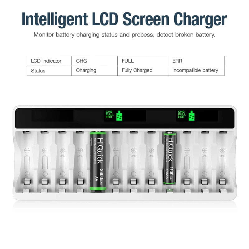 12 Slot LCD Display Battery Charger for AA AAA NiMH