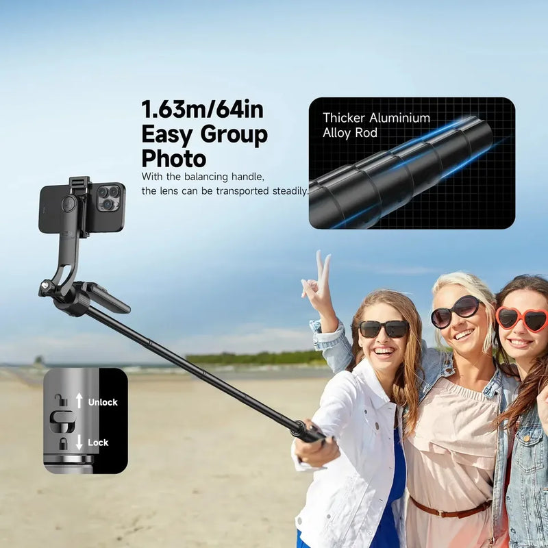 Smart Selfie Stick 360 Rotate Auto Face Tracking with tripod Max 1.6m