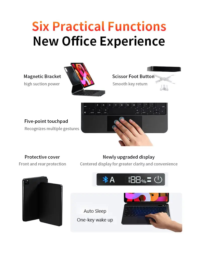 Smart Bluetooth keyboard for iPad Pro 12.9 inch 2018 to 2022