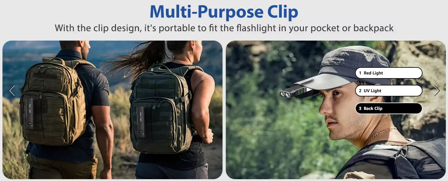 Flashlight 1800 Lumens with UV & RGB Signal Light