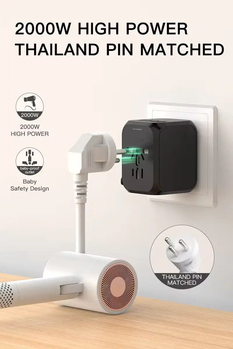Universal International Travel Adapter for EU UK AU
