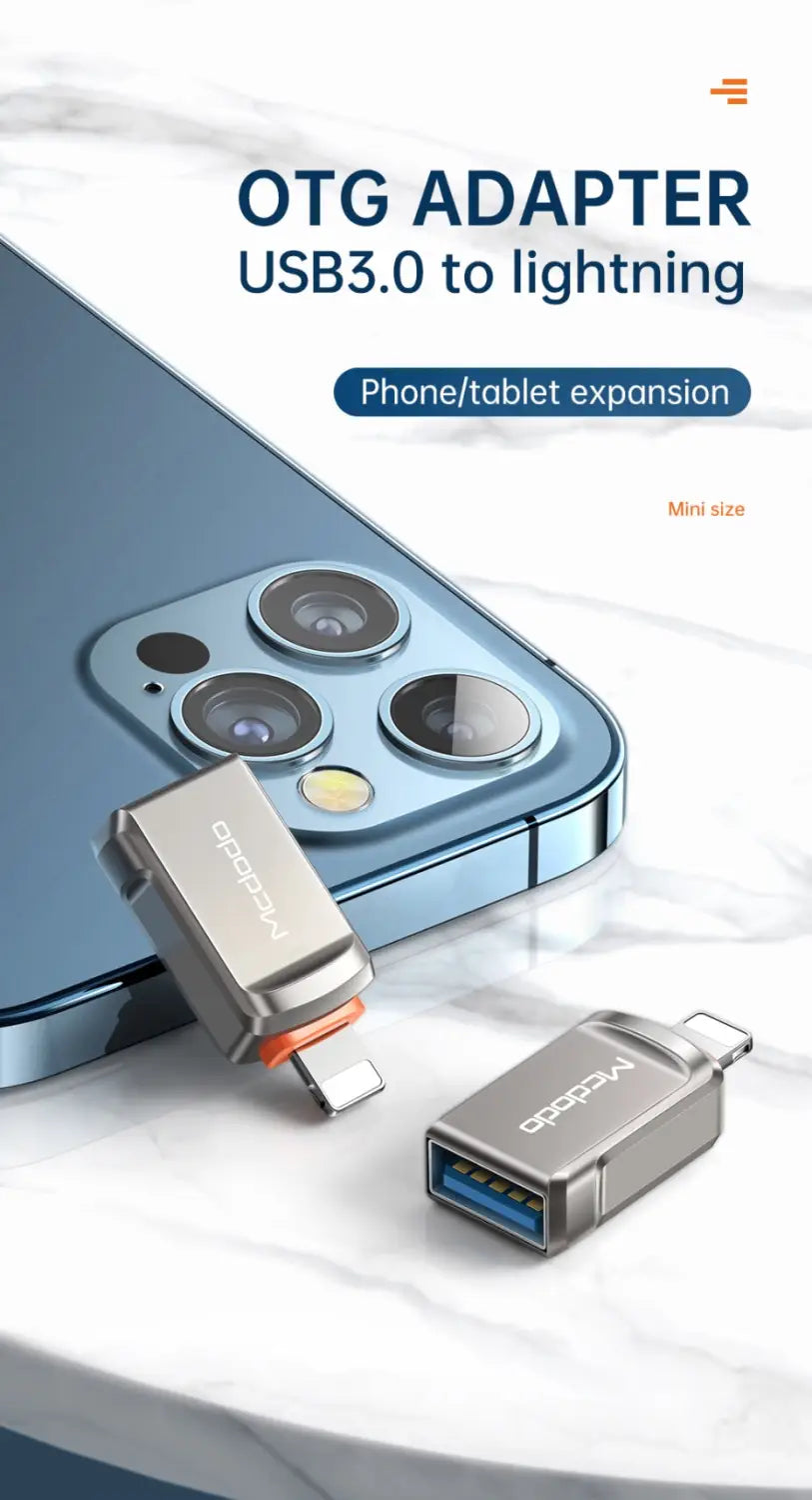 USB-A to iPhone Lightning Converter Adapter Support OTG