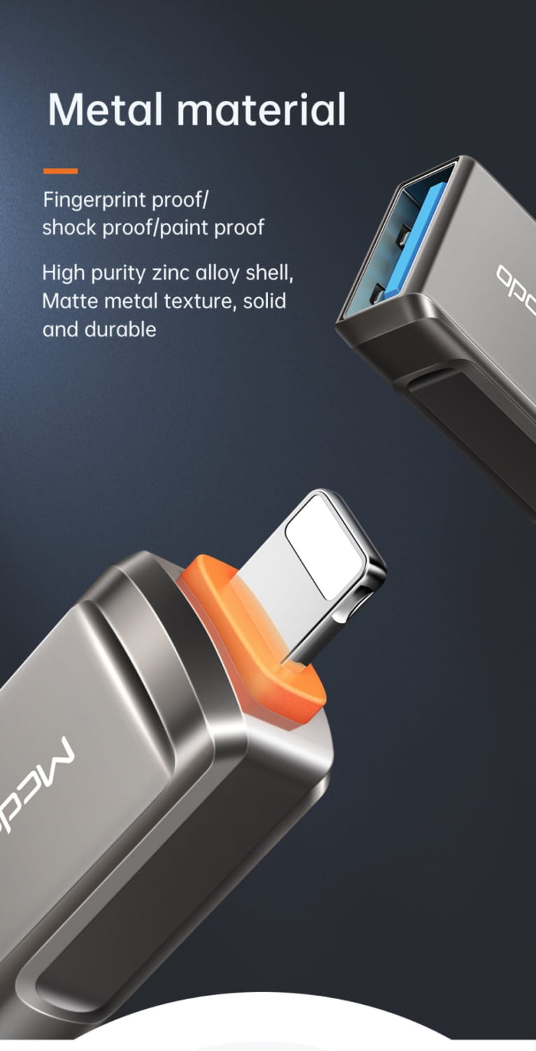 USB-A to iPhone Lightning Converter Adapter Support OTG