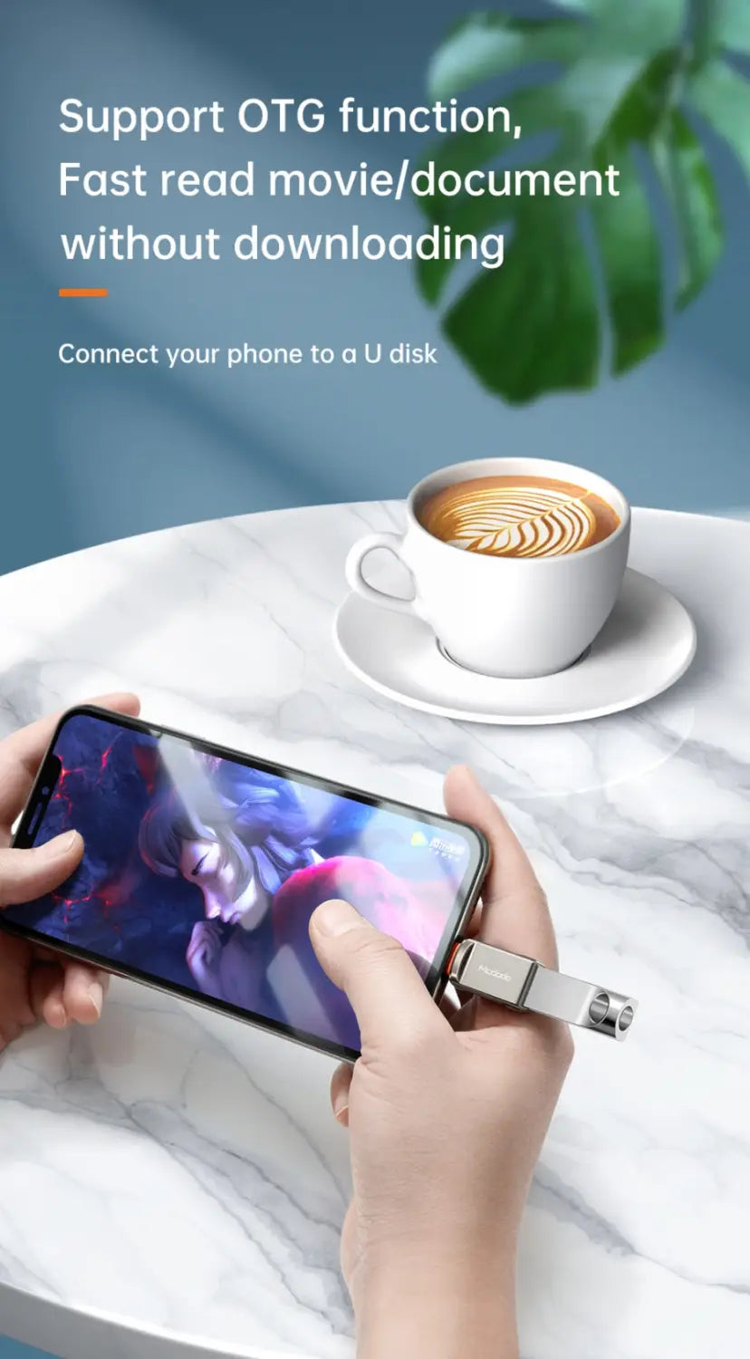 USB-A to iPhone Lightning Converter Adapter Support OTG