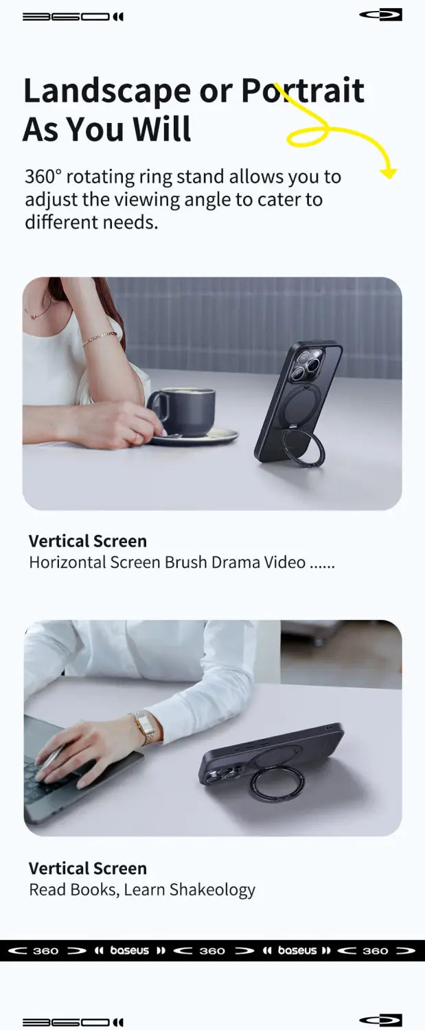 Baseus Magnetic 360 degree rotatable Ring Kickstand Phone