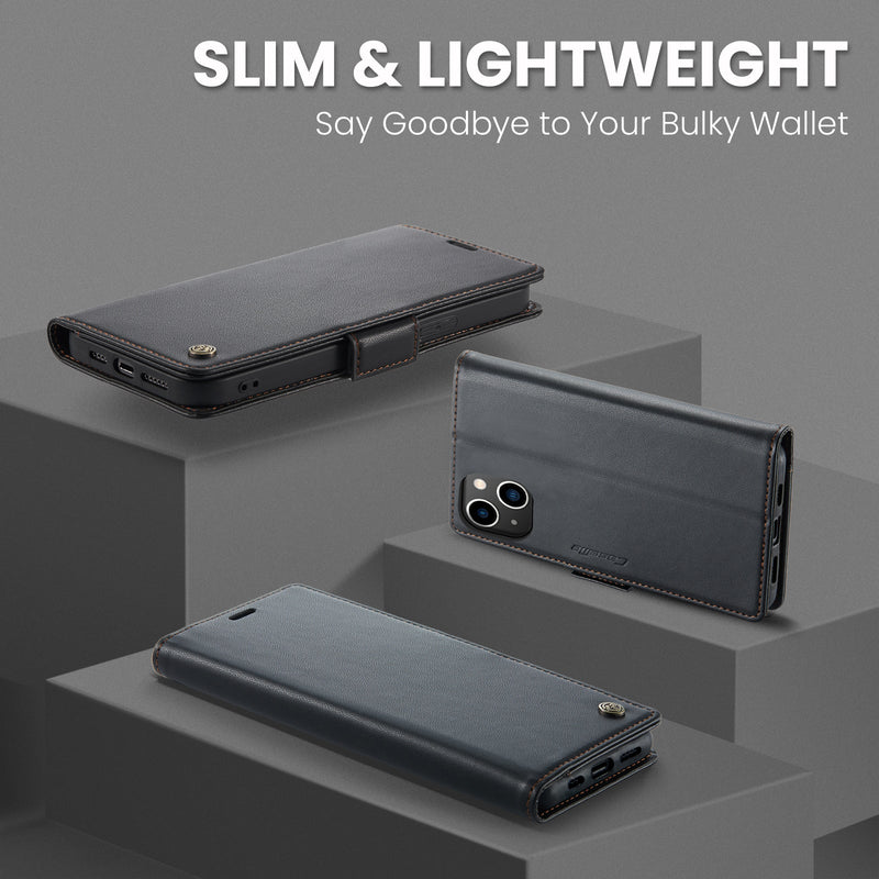 iPhone 14 Plus CaseMe 023 Wallet Flip Cover, RFID Protection, Card Holder