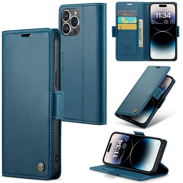 iPhone 14 Pro Max CaseMe 023 Wallet Flip Cover, RFID Protection, Card Holder