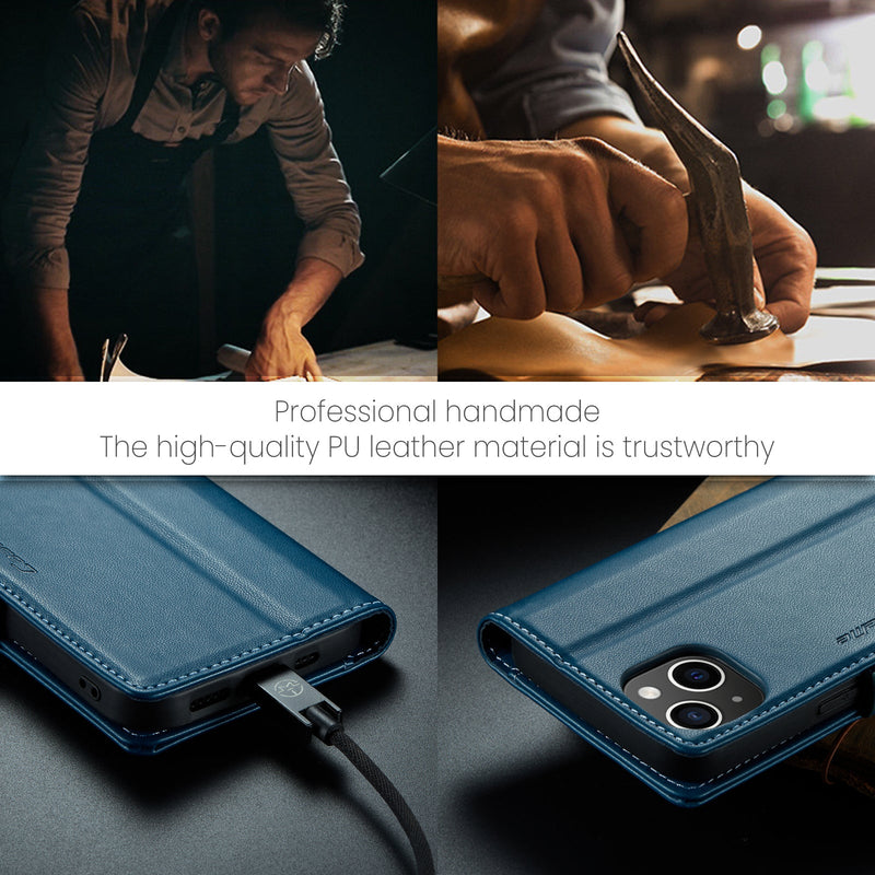 iPhone 15 CaseMe 023 Wallet Flip Cover, RFID Protection, Card Holder