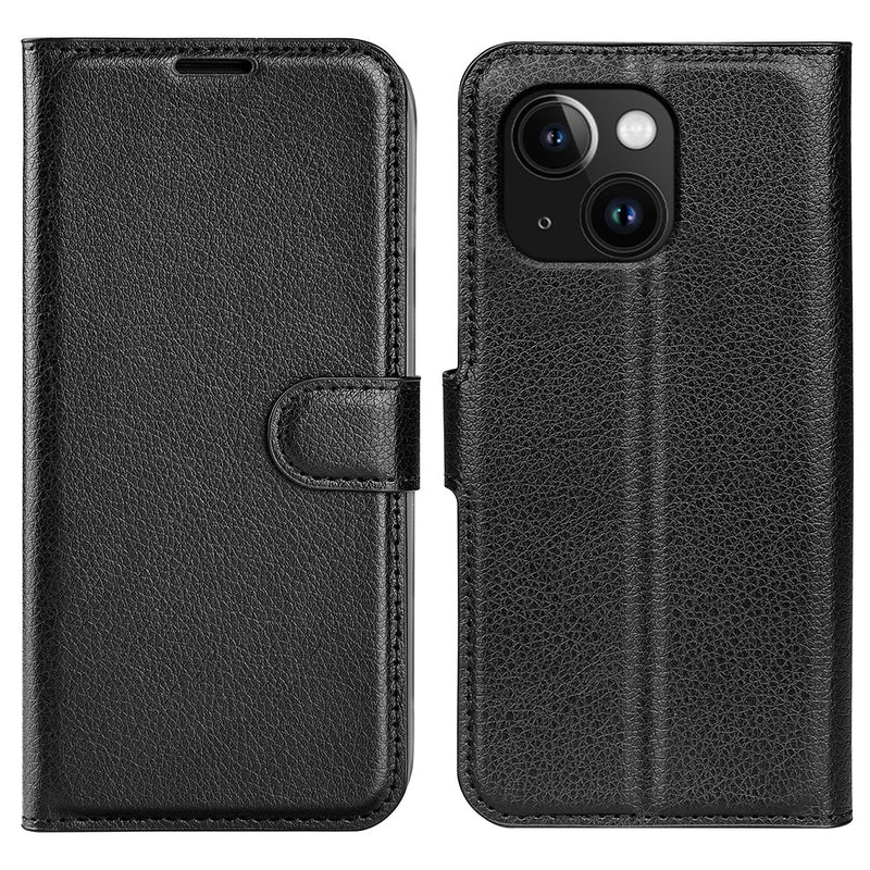 iPhone 15 PU Wallet Case [Black]