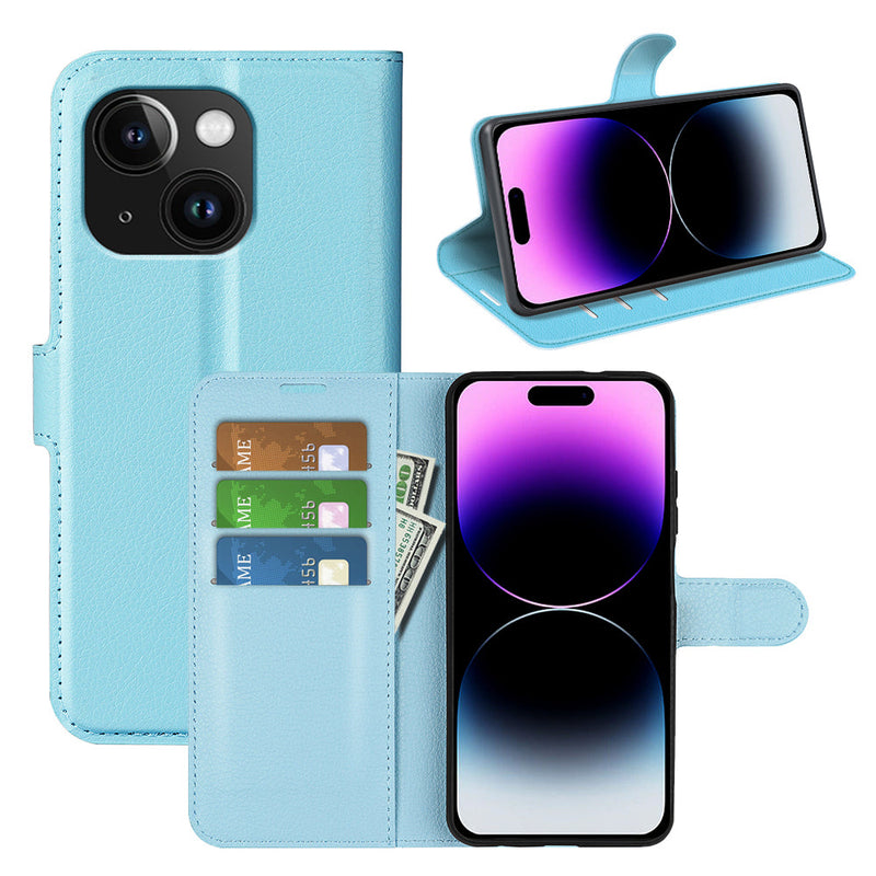 iPhone 15 PU Wallet Case [LightBlue]