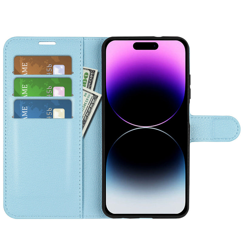 iPhone 15 PU Wallet Case [LightBlue]