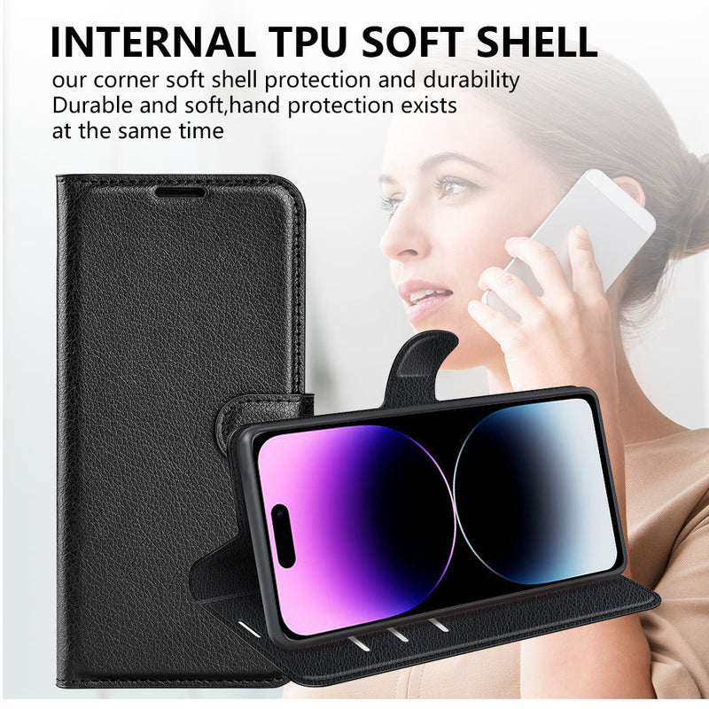 iPhone 15 PU Wallet Case [Purple]