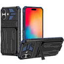 iPhone 16 Heavy Duty Kickstand Card Holder Case Shockproof Navy