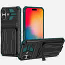 iPhone 16 Heavy Duty Kickstand Card Holder Case Shockproof Teal