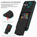 iPhone 16 Heavy Duty Kickstand Card Holder Case Shockproof Teal